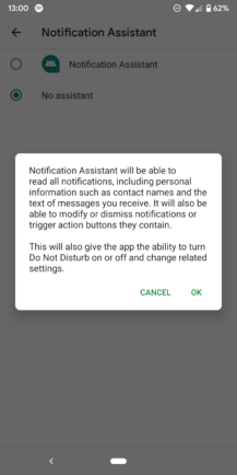 Android Q Beta 2 Notification Assistant