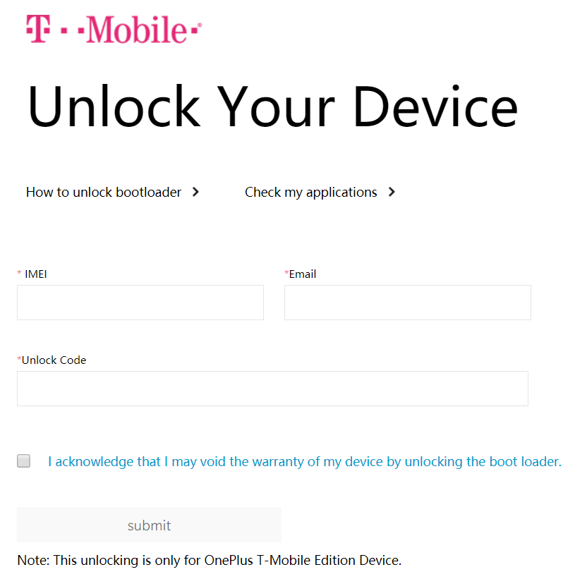 OnePlus 7 Pro provide unlock code