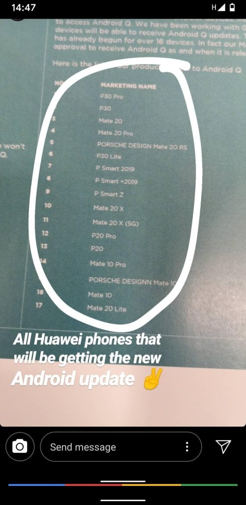 Huawei Android Q roadmap