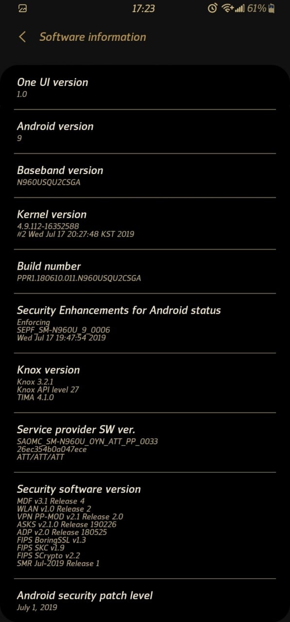 AT&T Note 9 July update