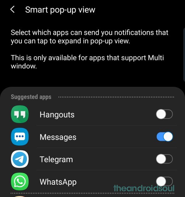 Note 10 Smart Pop-up View