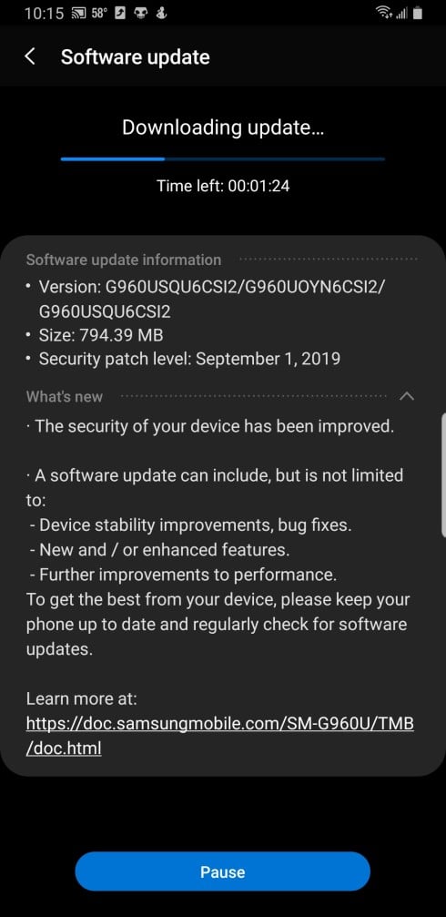 T-Mobile S9 night mode update