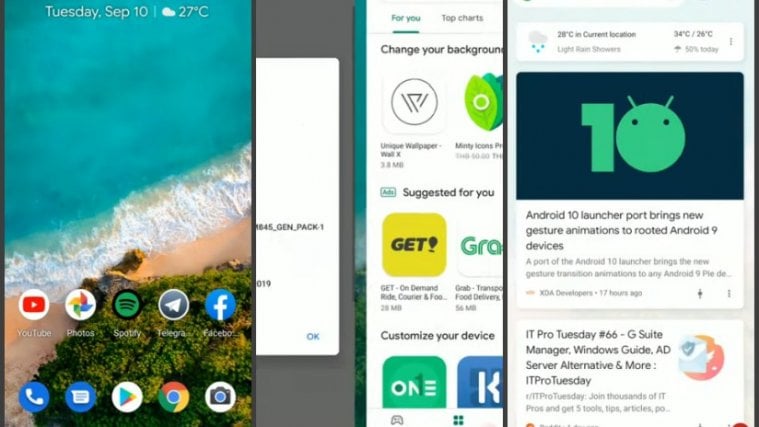 Android 10 gesture navigation on Android 9 Pie