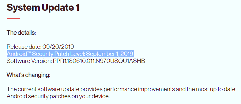 Verizon Note 10 September update