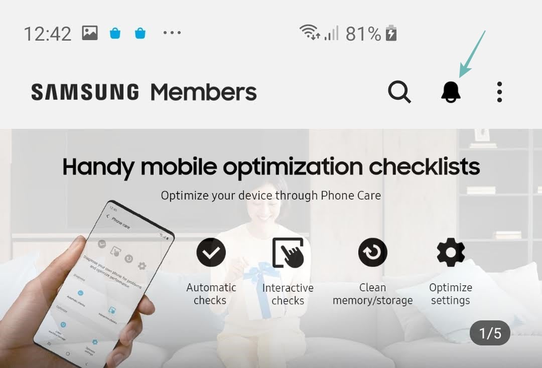 Samsung Members Notices section
