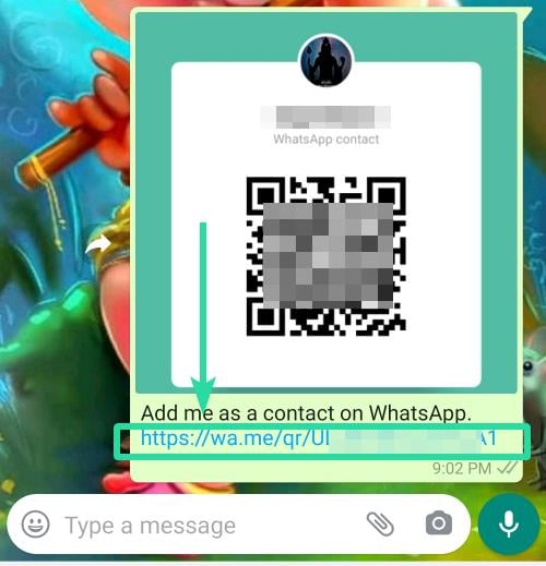Contact link with QR code