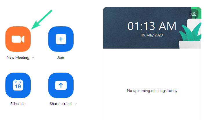 New Meeting in Zoom