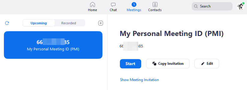 how do i change the meeting id on zoom