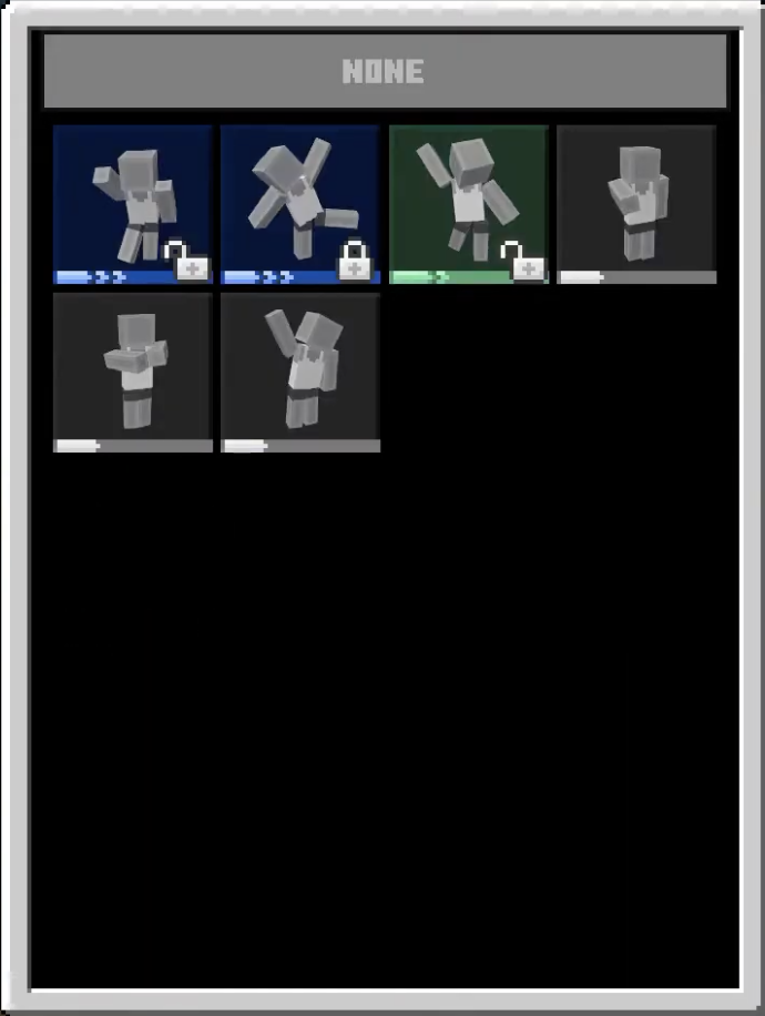 Minecraft Screenshot of Emote Unlockable List