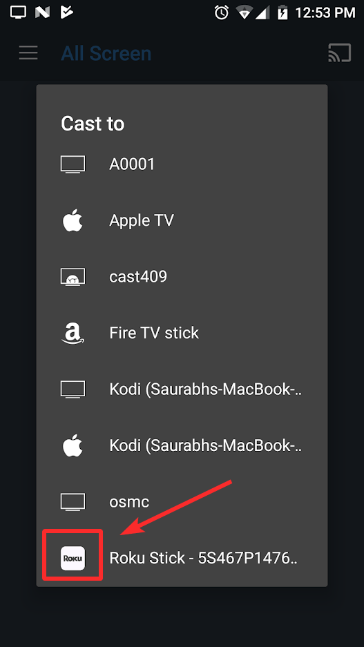 Cast to Roku with All Screen