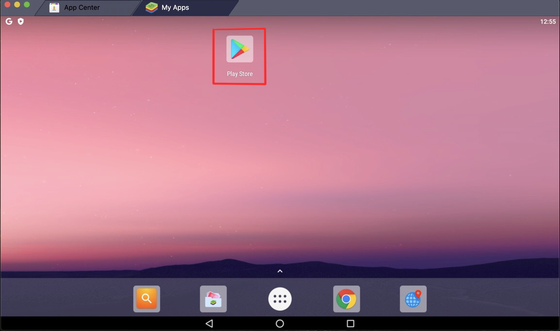 Bluestacks Screenshot highlighting Play Store icon