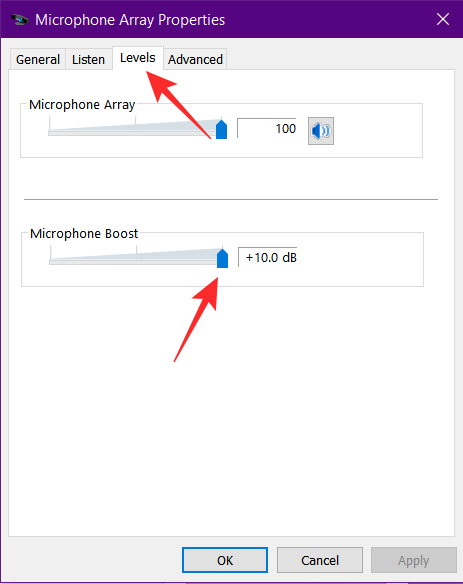 windows 10 microphone boost not there