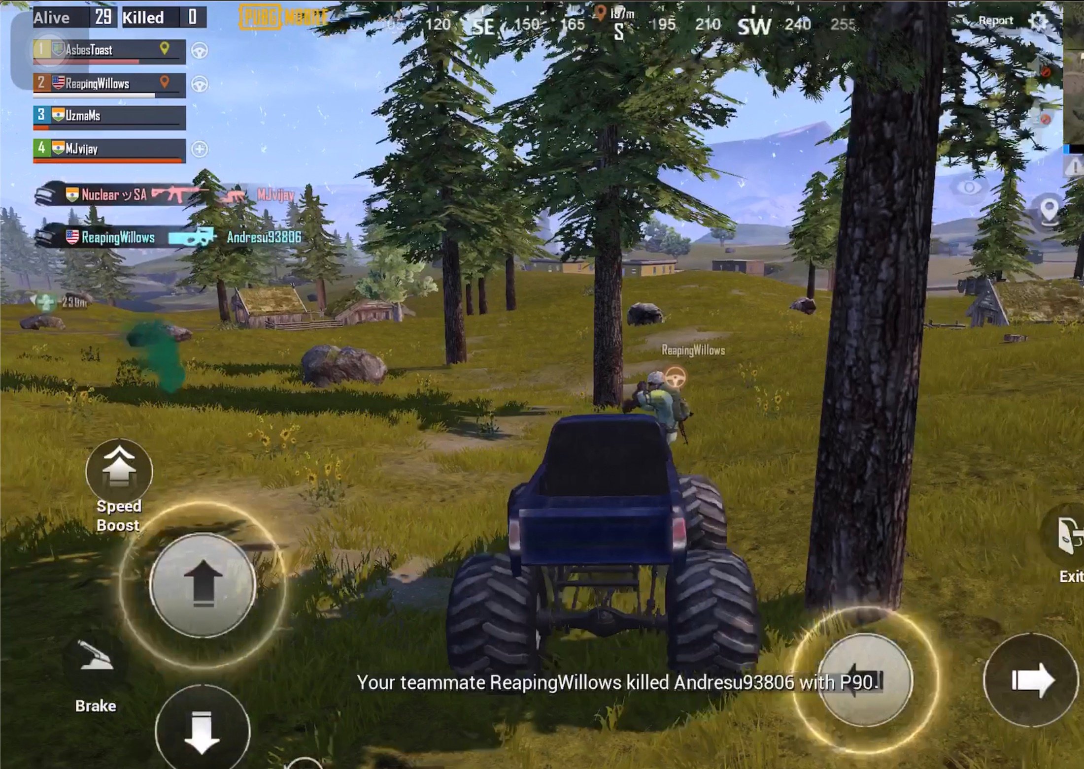 PUBG Mobile player killing enemy from Monster Truck