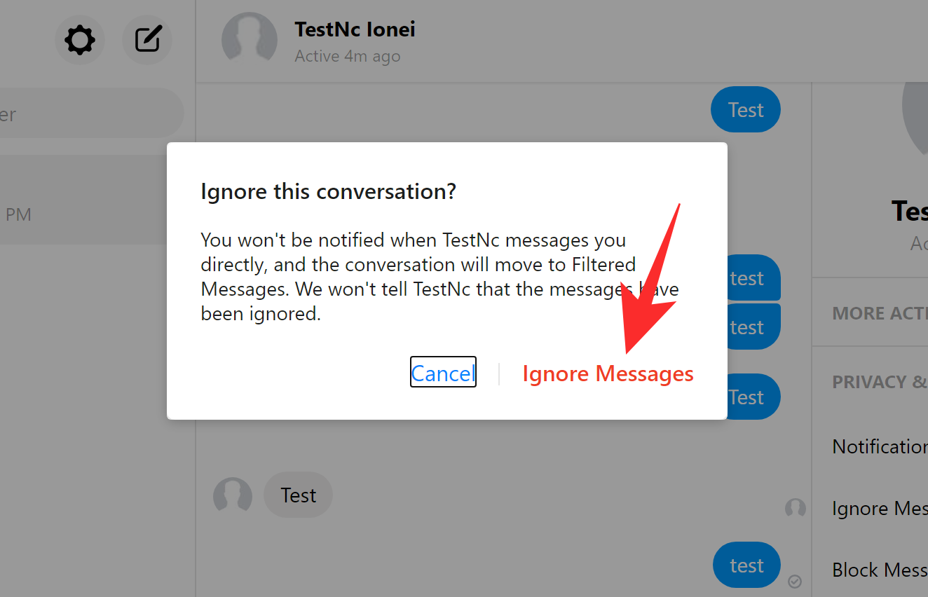 how to ignore group messages on messenger