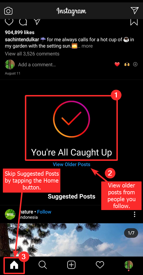 See older posts and skip suggested posts