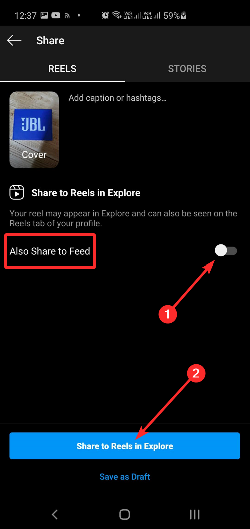 Share Reels On Explore only