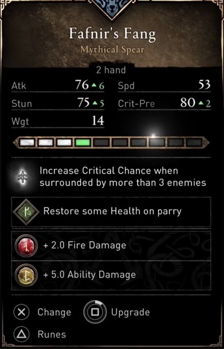 AC Valhalla Best Weapons - Fafnir's Fang stats