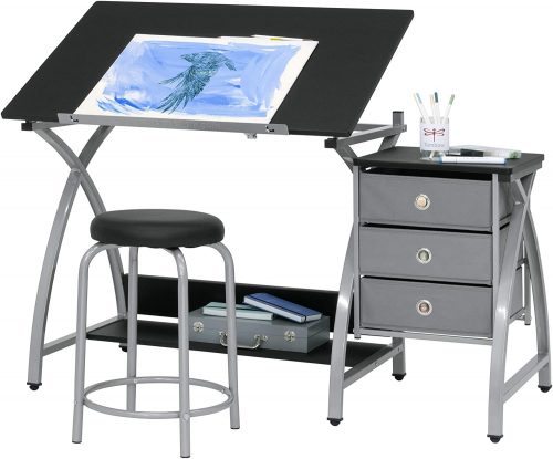Best Drawing Table with Storage 2 Piece Comet Art Table