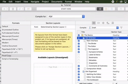 How to Compile in Scrivener Compile Sections