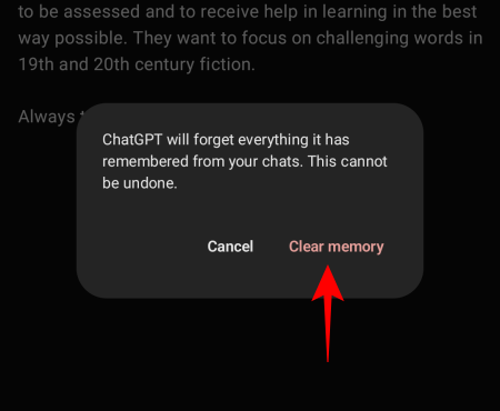 Memory Clear Confirmation