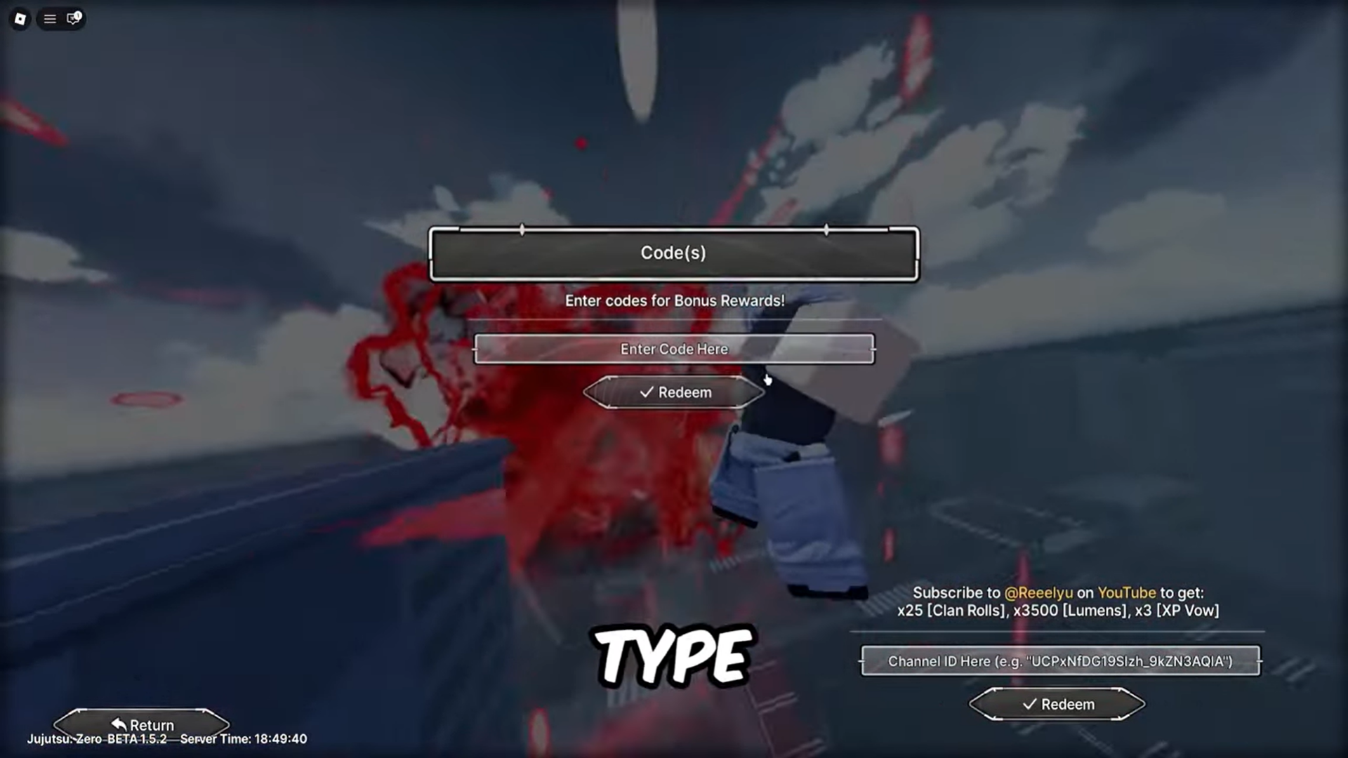 Jujutsu Zero Redeem Codes (Image credit: Jujutsu Zero Roblox / Via: YouTube - Gaming Dan)