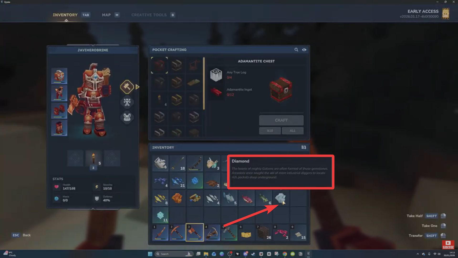 Diamond in Hytale (Image credit: Hypixel Studios / Via: YouTube – Javiherobrine)