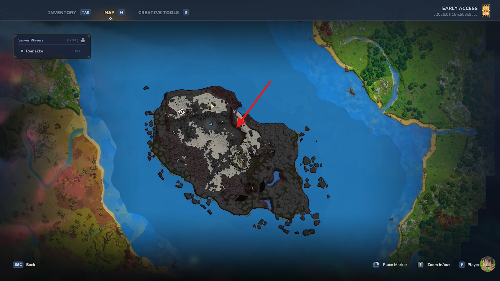 Find the volcano biome on the surface. Image credits: Hypixel Studios / YouTube: Regund