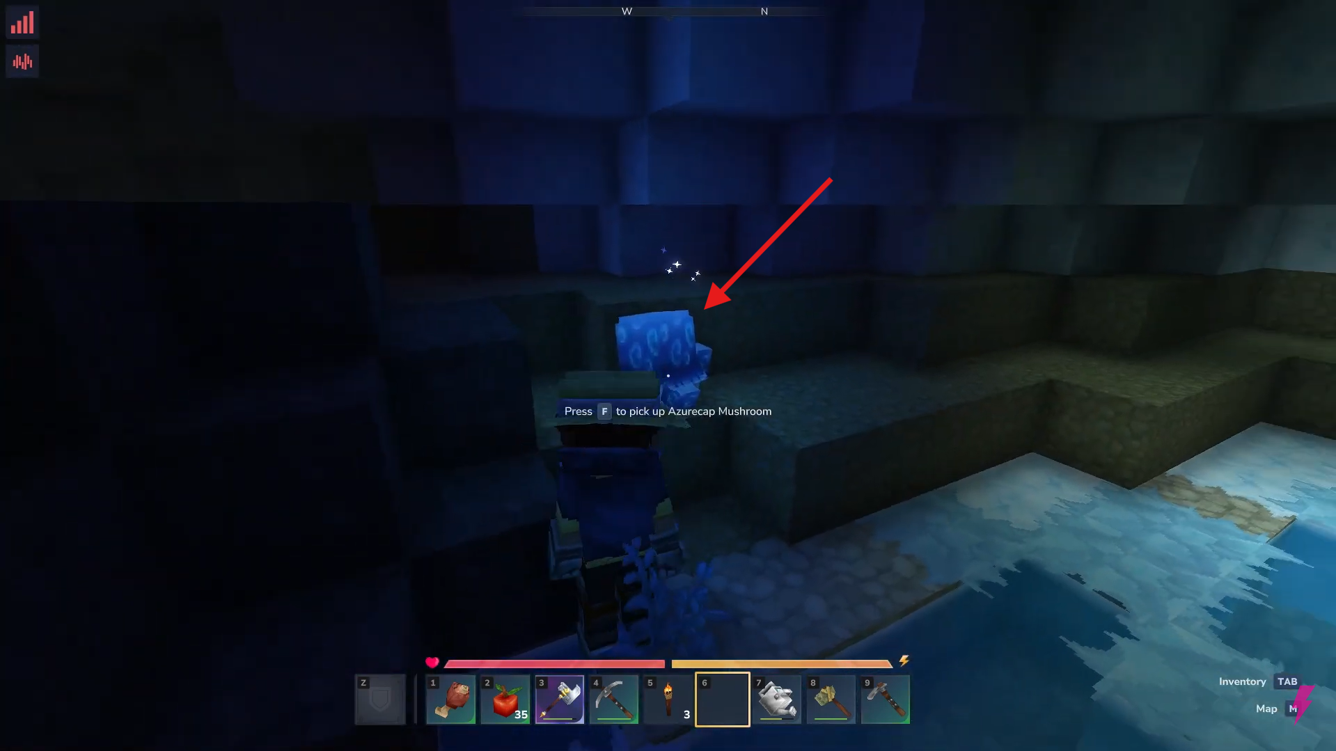 Find the Azurecap Mushroom. Image credits: Hypixel Studios / YouTube: Answer ASAP