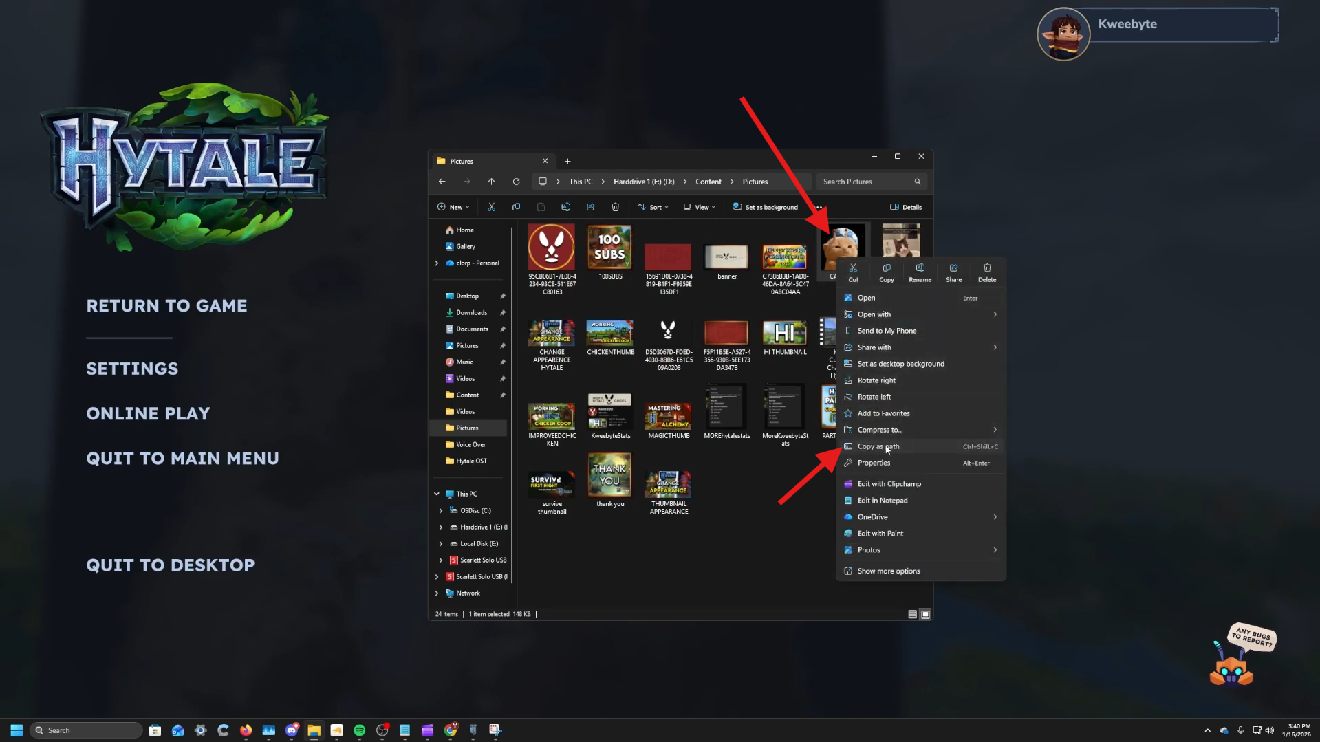 Get your image file path. Image credits: Hypixel Studios / YouTube: Kweebyte