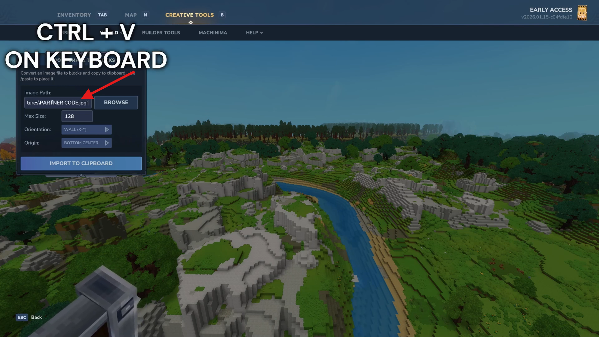 Paste and import the image. Image credits: Hypixel Studios / YouTube: Kweebyte