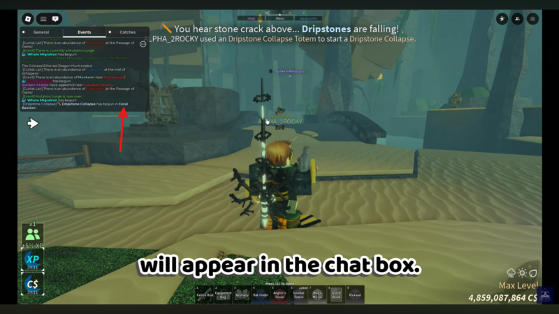 Dripstone Collapse event. Image credits: Roblox / YouTube: Blox Fruits Guides