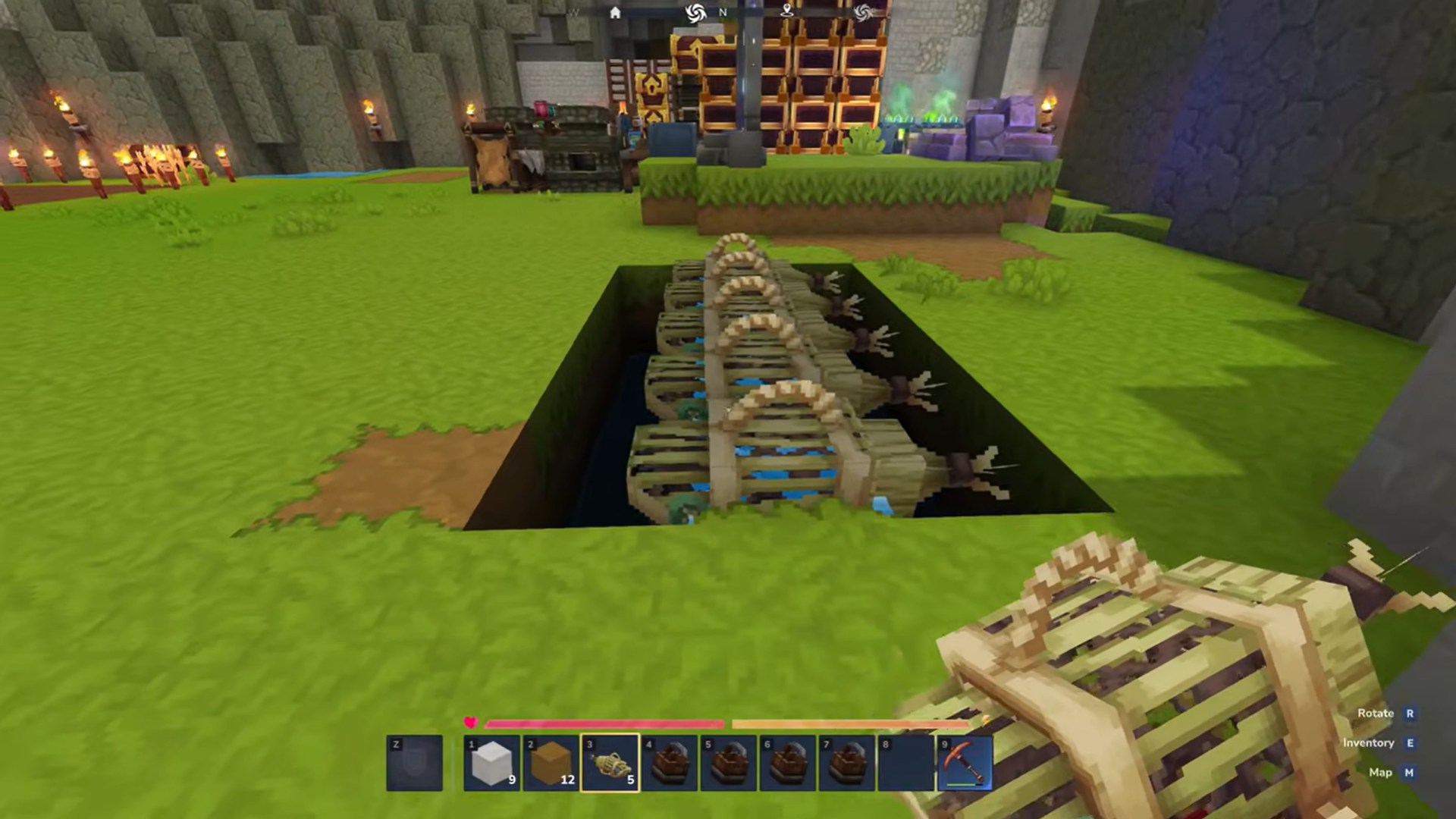 Place first layer of Fishing traps (Image credit: Hypixel Studios / Via: YouTube - ItsMeJames)