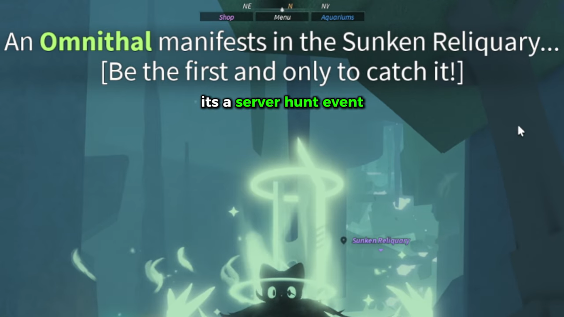 Omnithal exact location in Fisch - Sunken Reliquary (Image credit: Fisch Roblox / Via: YouTube - Danz)