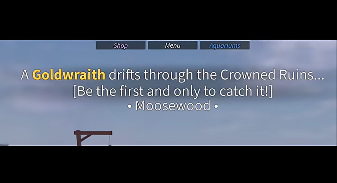 Goldwraith Hunt announcement (Image credit: Fisch Roblox / Via: YouTube - DeadlyyDuckk)