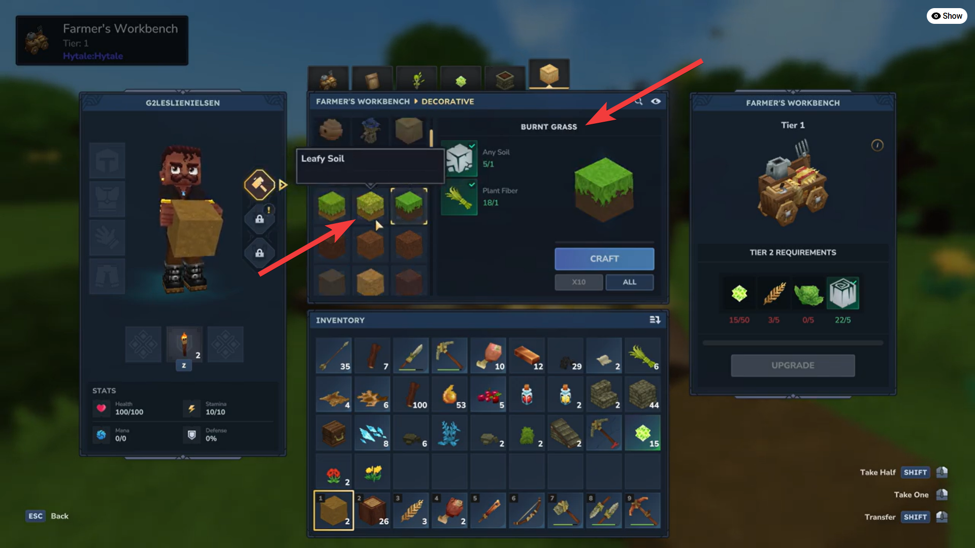 Craft Grass Blocks in Hytale (Image credit: Hypixel Studios / Via: YouTube - Games & Apps Tutorials)