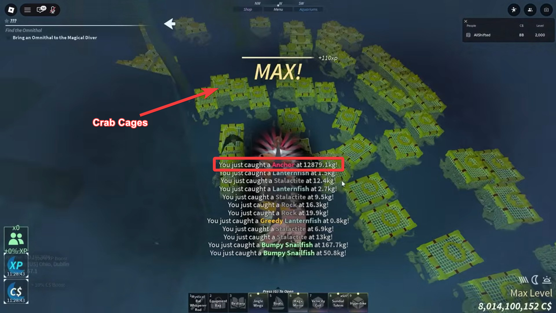 Collect Anchors from crab cages (Image credit: Fisch Roblox / Via: YouTube - AllShifted)