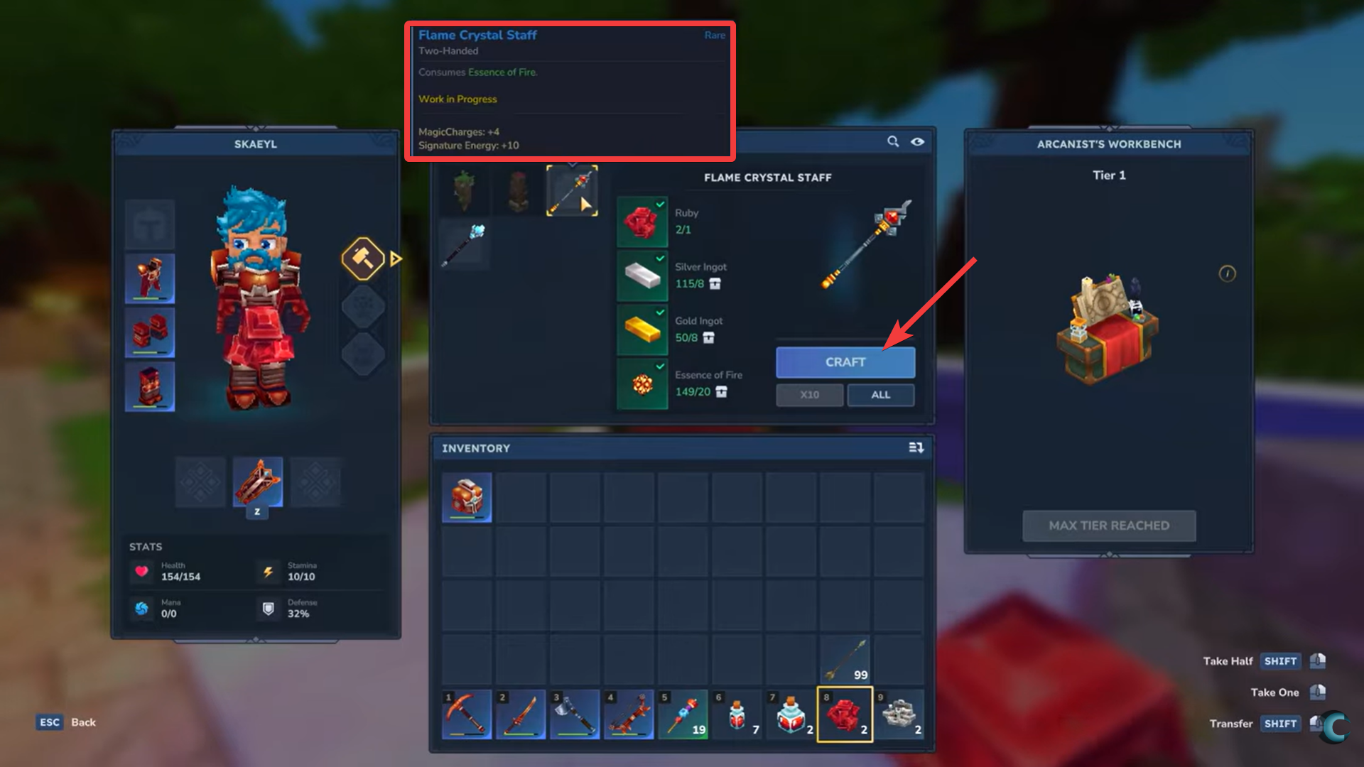 Flame Crystal Staff crafting (Image credit: Hypixel Studios / Via: YouTube - Concon)