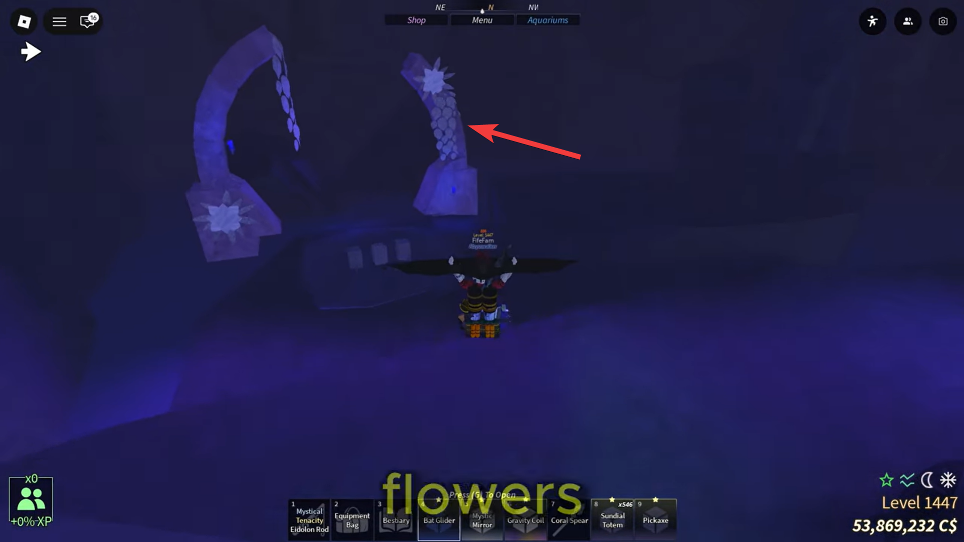 Fallen Flying Gurnard location in Fisch - sunken relic (Image credit: Fisch Roblox / Via: YouTube - FifeFam)